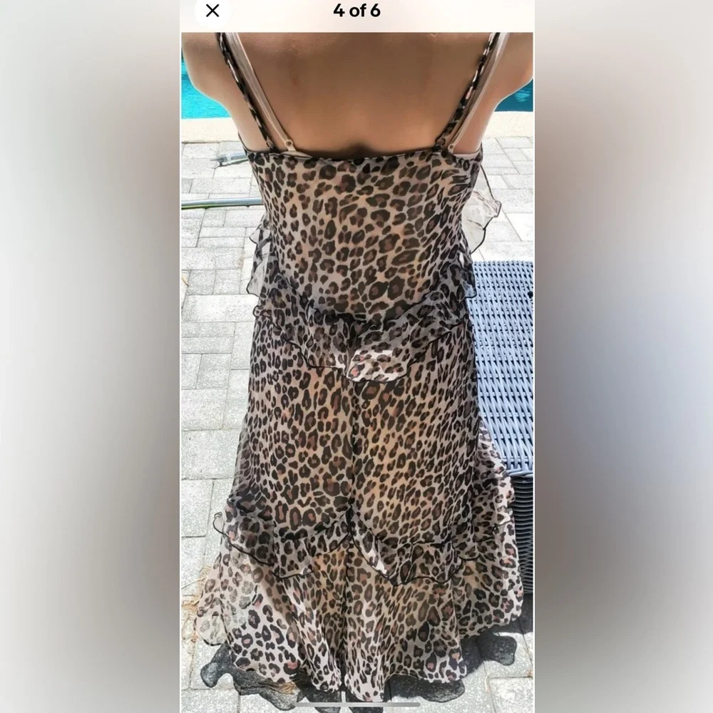 RARE! Y2K-Victoria’s Secret-M-leopard print, chiffon, stud, satin, slip, dress.